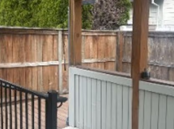Private outdoor deck with privacy fencing