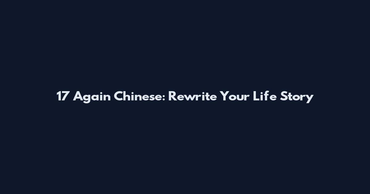 17 Again Chinese: Rewrite Your Life Story