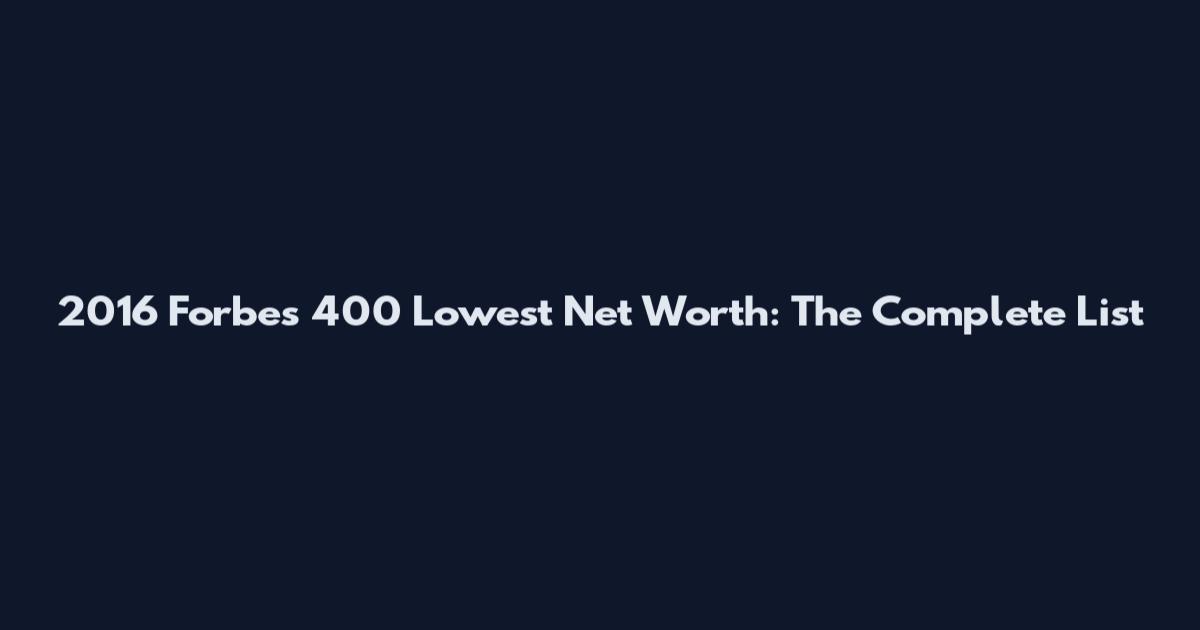 2016 Forbes 400 Lowest Net Worth: The Complete List