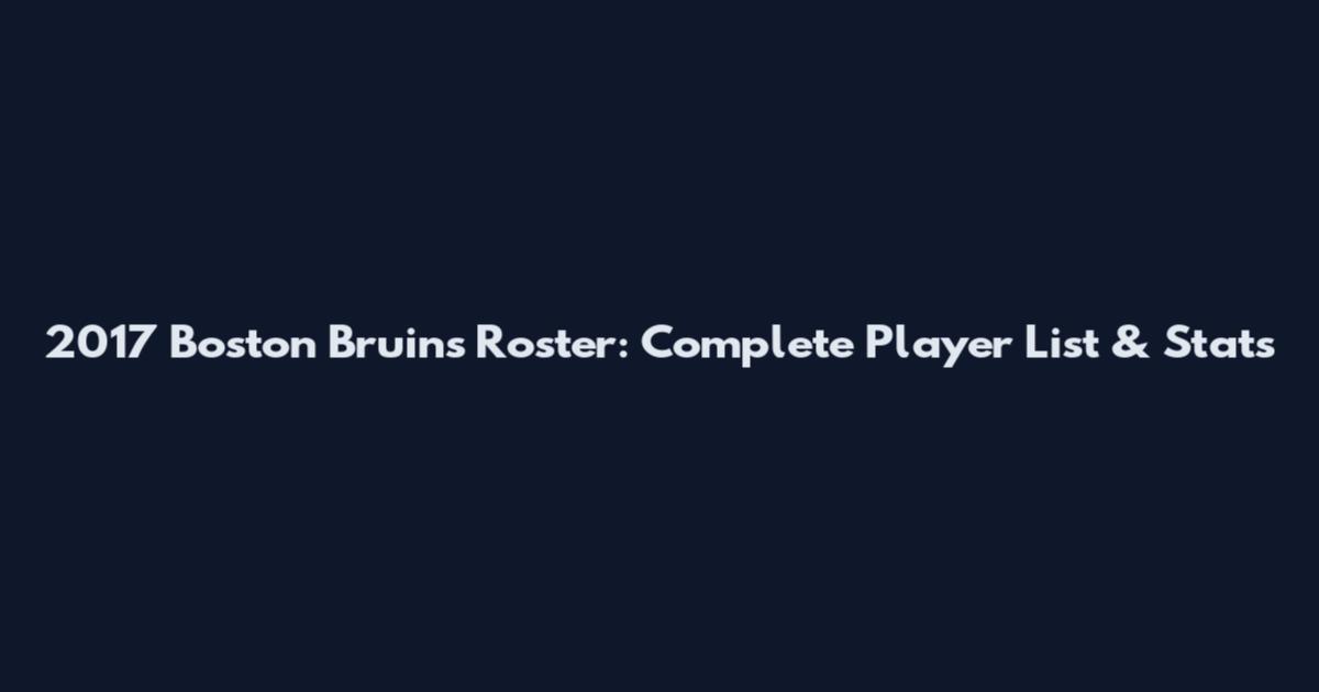 2017 Boston Bruins Roster: Complete Player List & Stats