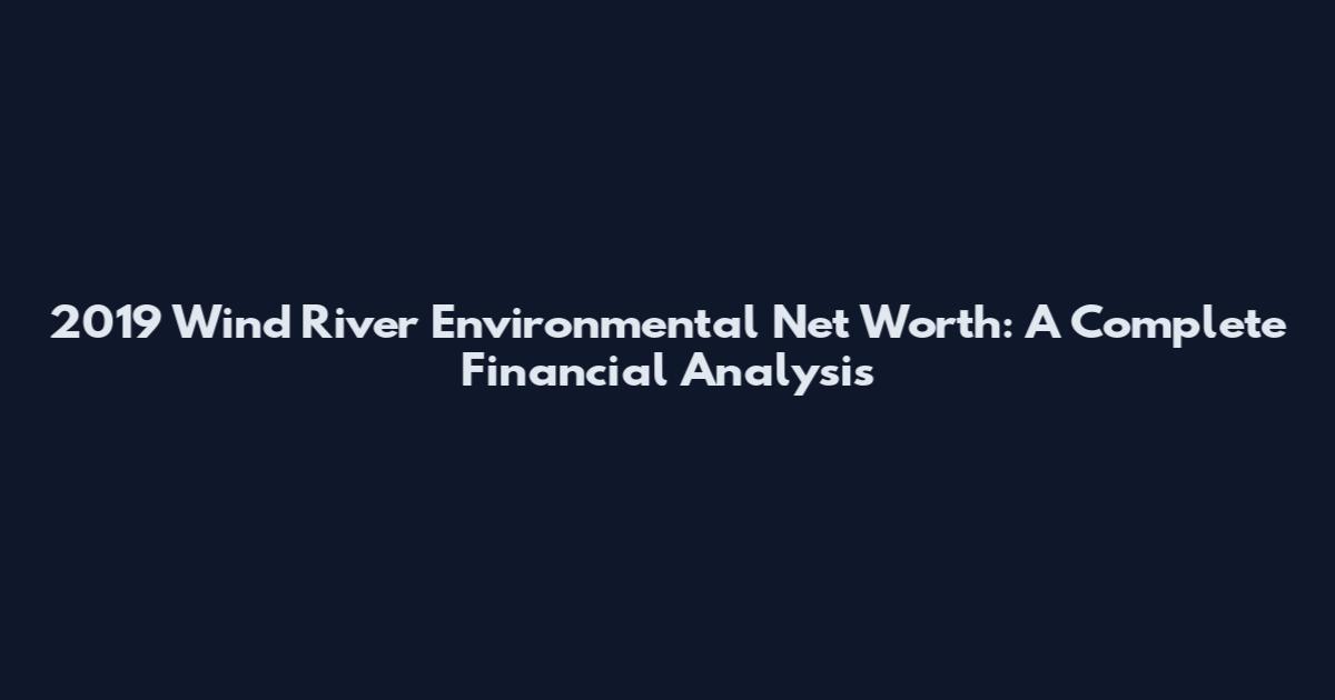 2019 Wind River Environmental Net Worth: A Complete Financial Analysis