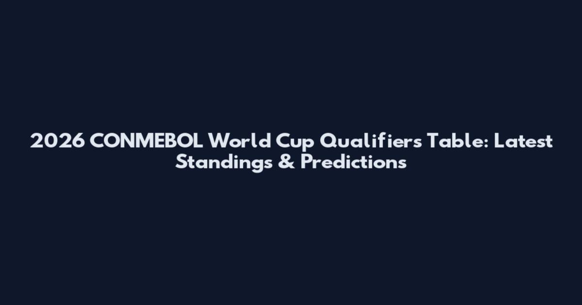2026 CONMEBOL World Cup Qualifiers Table: Latest Standings & Predictions