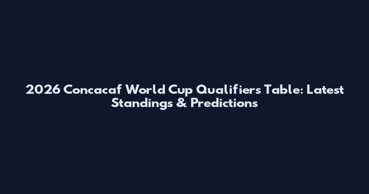 2026 Concacaf World Cup Qualifiers Table: Latest Standings & Predictions
