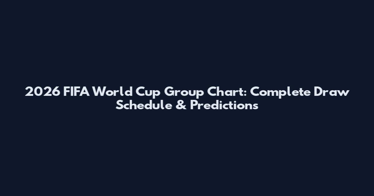 2026 FIFA World Cup Group Chart: Complete Draw Schedule & Predictions