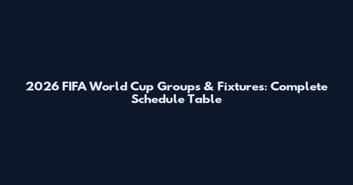 2026 FIFA World Cup Groups & Fixtures: Complete Schedule Table