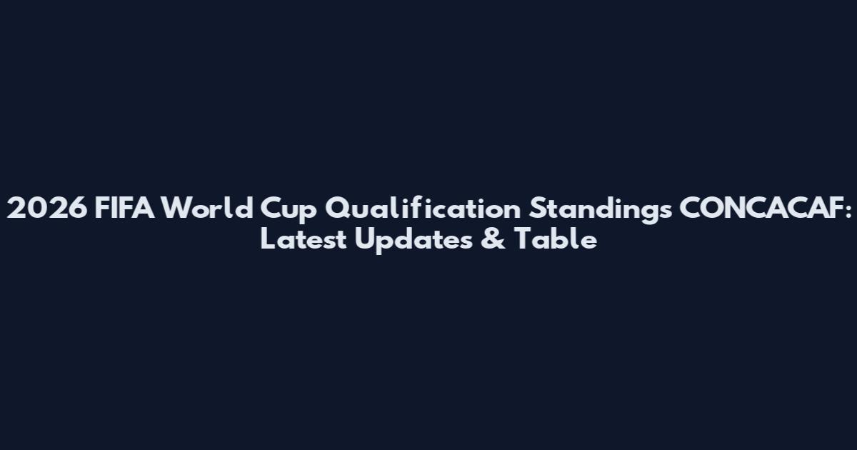 2026 FIFA World Cup Qualification Standings CONCACAF: Latest Updates & Table