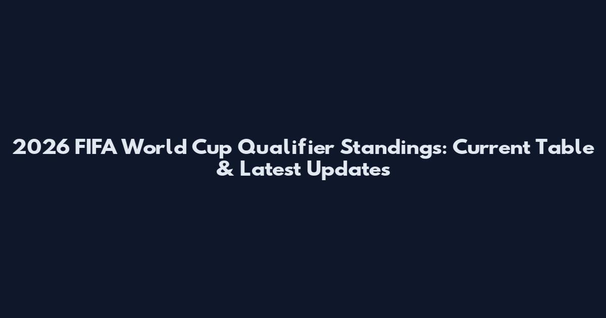 2026 FIFA World Cup Qualifier Standings: Current Table & Latest Updates