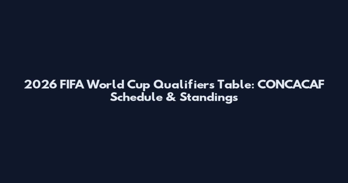 2026 FIFA World Cup Qualifiers Table: CONCACAF Schedule & Standings