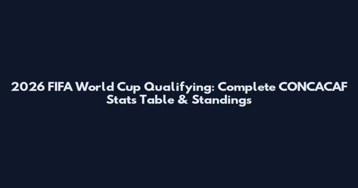 2026 FIFA World Cup Qualifying: Complete CONCACAF Stats Table & Standings