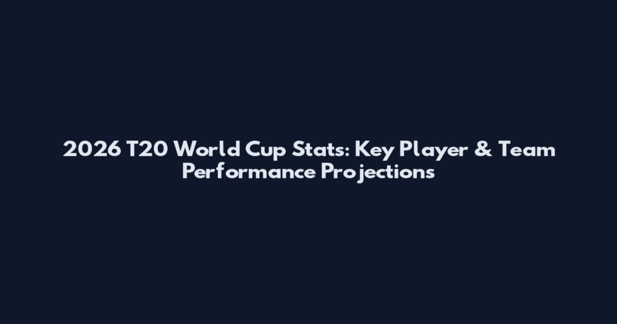 2026 T20 World Cup Stats: Key Player & Team Performance Projections