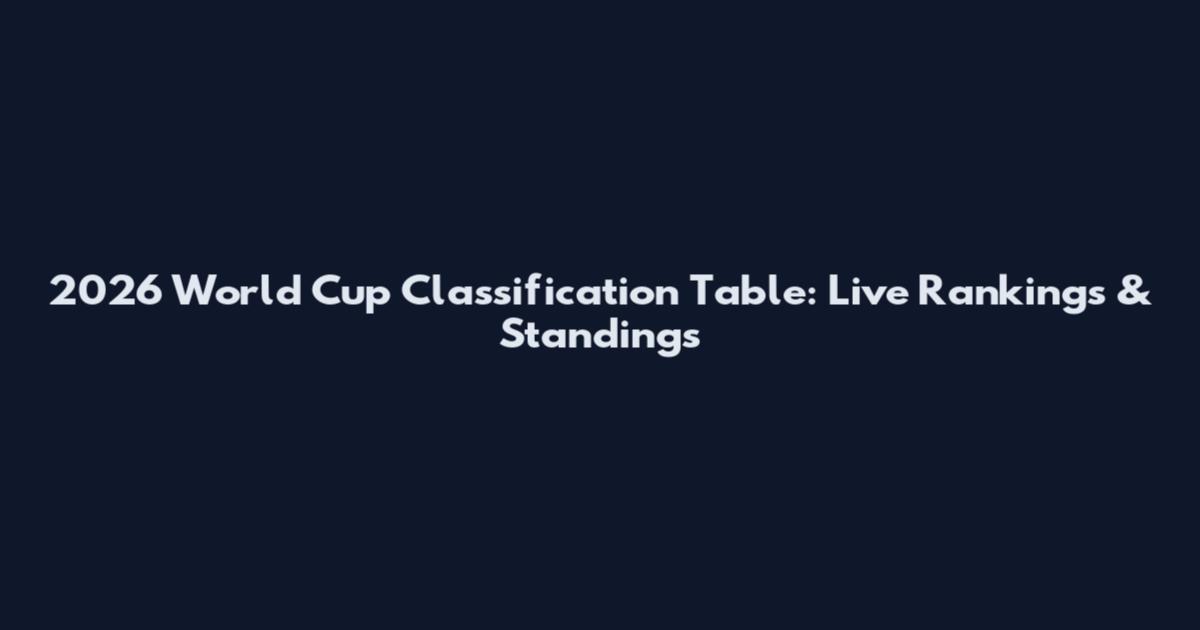 2026 World Cup Classification Table: Live Rankings & Standings