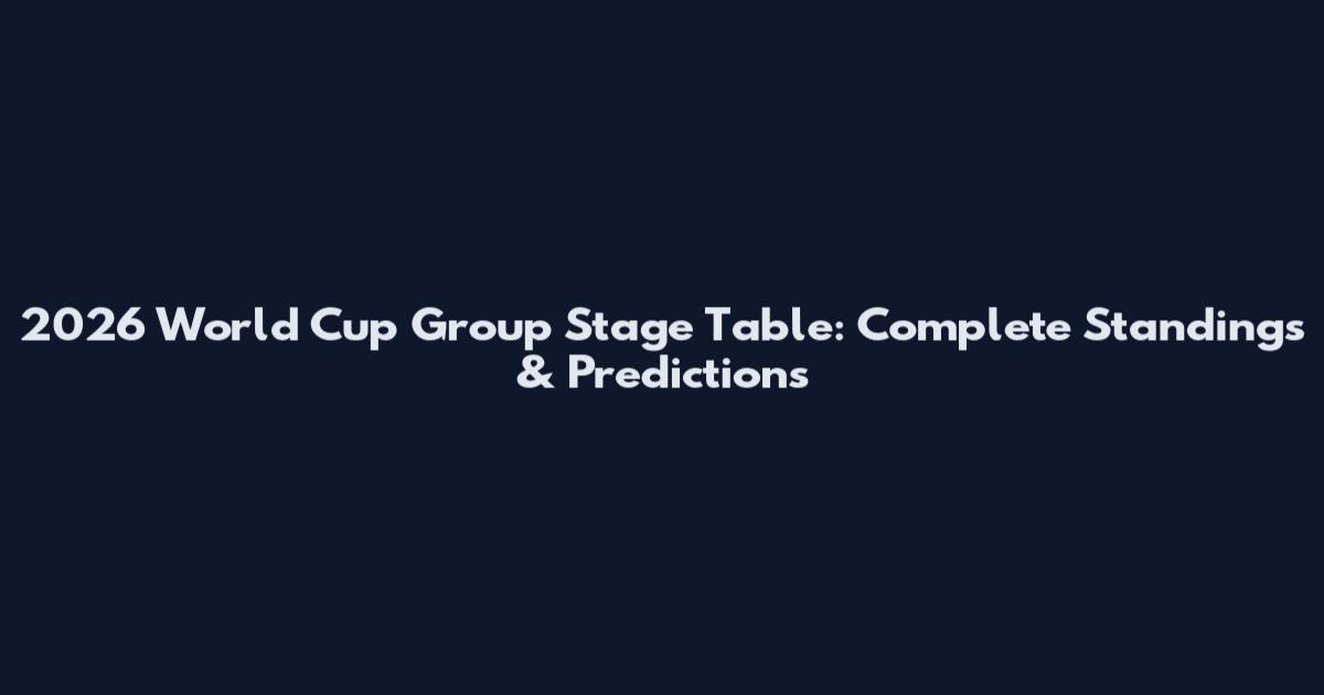 2026 World Cup Group Stage Table: Complete Standings & Predictions