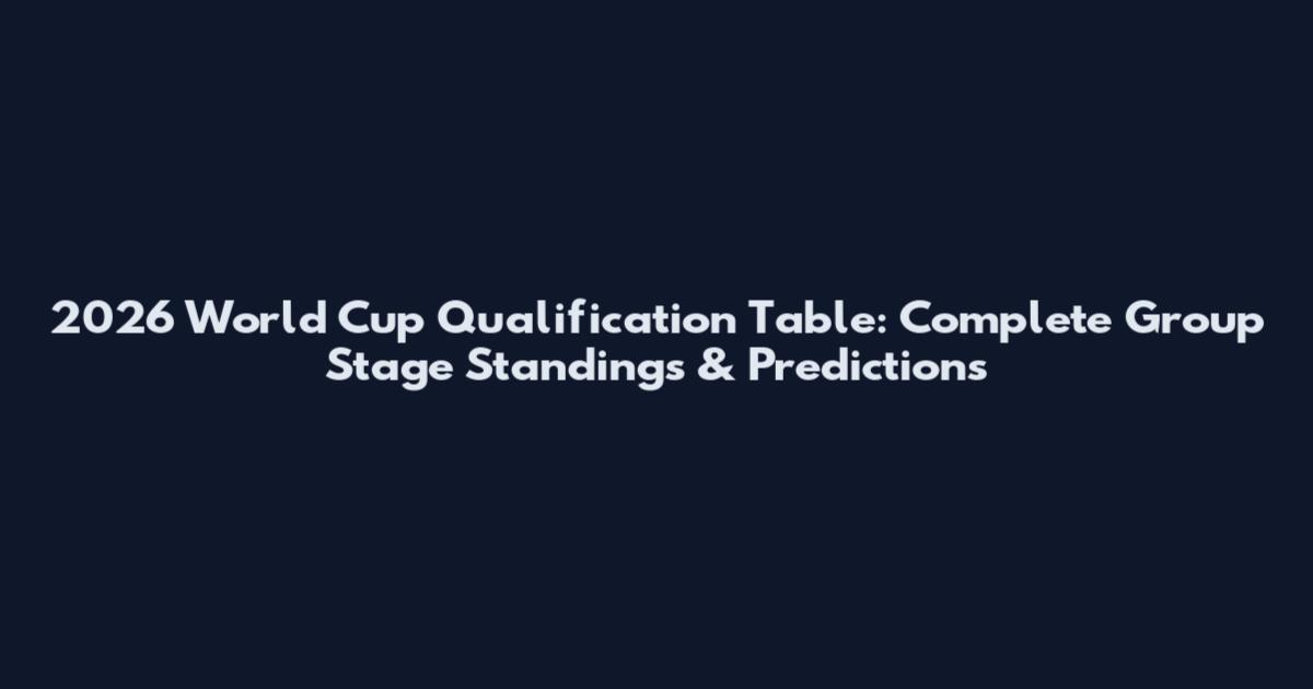 2026 World Cup Qualification Table: Complete Group Stage Standings & Predictions