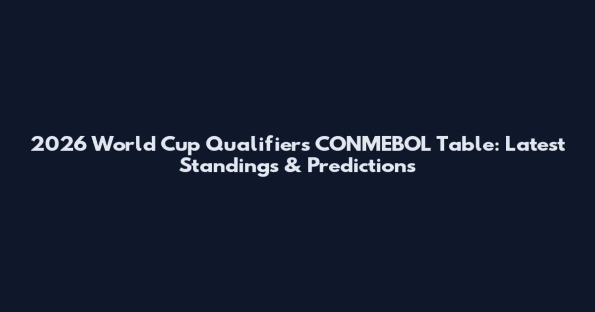 2026 World Cup Qualifiers CONMEBOL Table: Latest Standings & Predictions