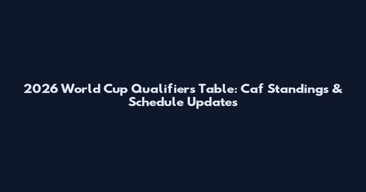 2026 World Cup Qualifiers Table: Caf Standings & Schedule Updates