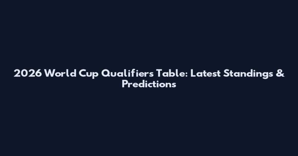 2026 World Cup Qualifiers Table: Latest Standings & Predictions