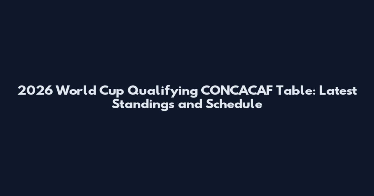2026 World Cup Qualifying CONCACAF Table: Latest Standings and Schedule