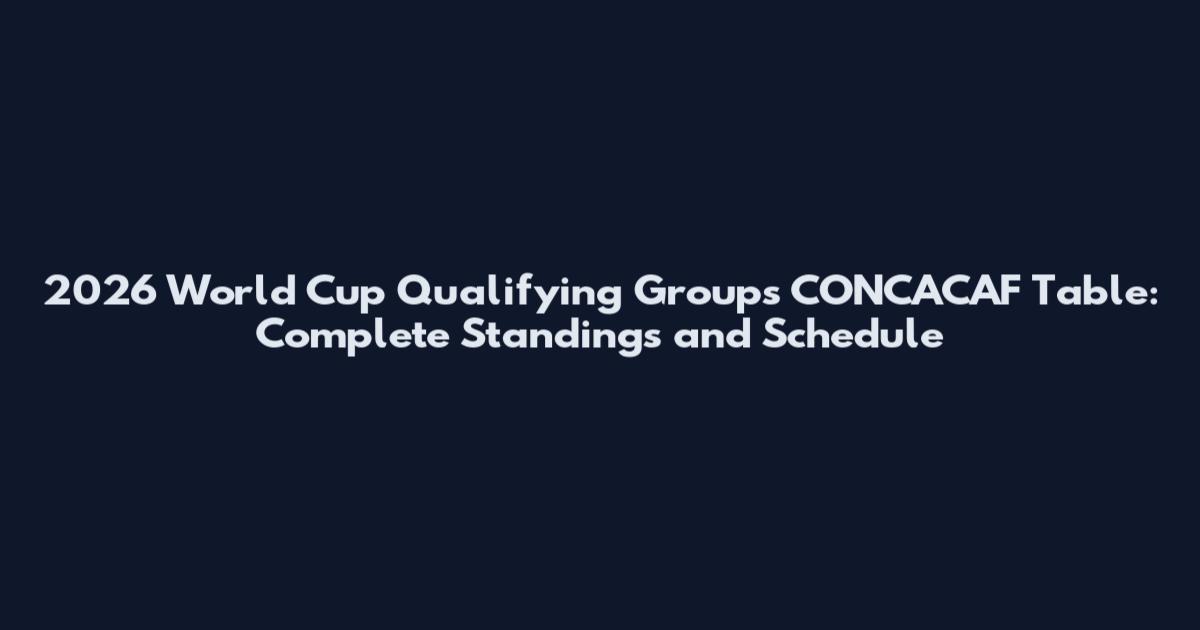 2026 World Cup Qualifying Groups CONCACAF Table: Complete Standings and Schedule