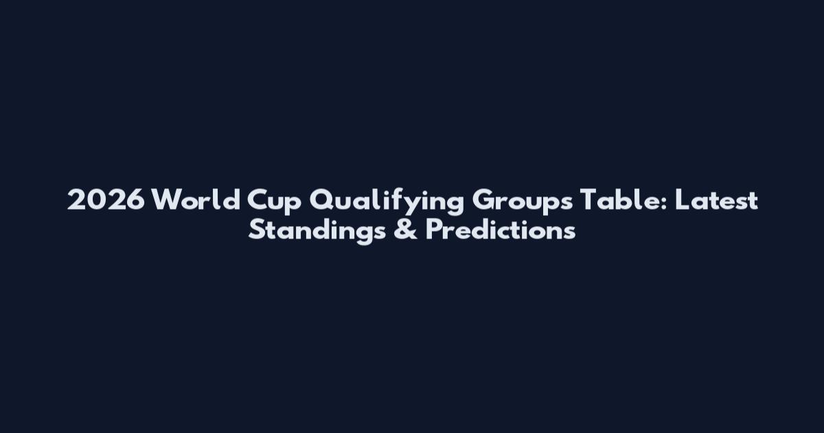 2026 World Cup Qualifying Groups Table: Latest Standings & Predictions