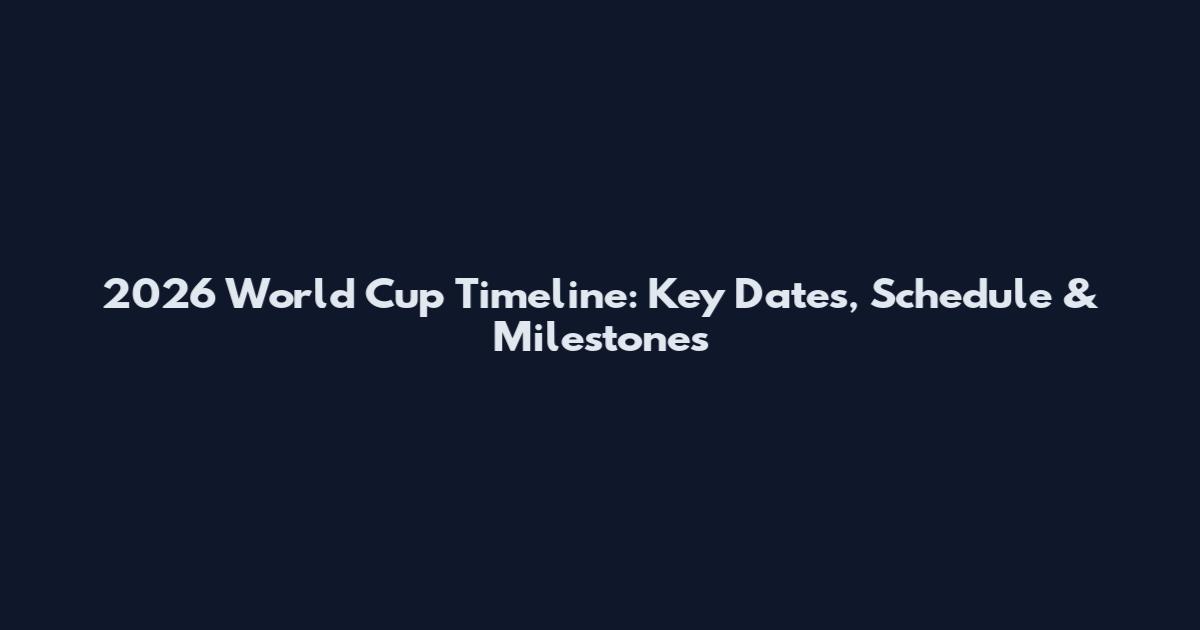 2026 World Cup Timeline: Key Dates, Schedule & Milestones