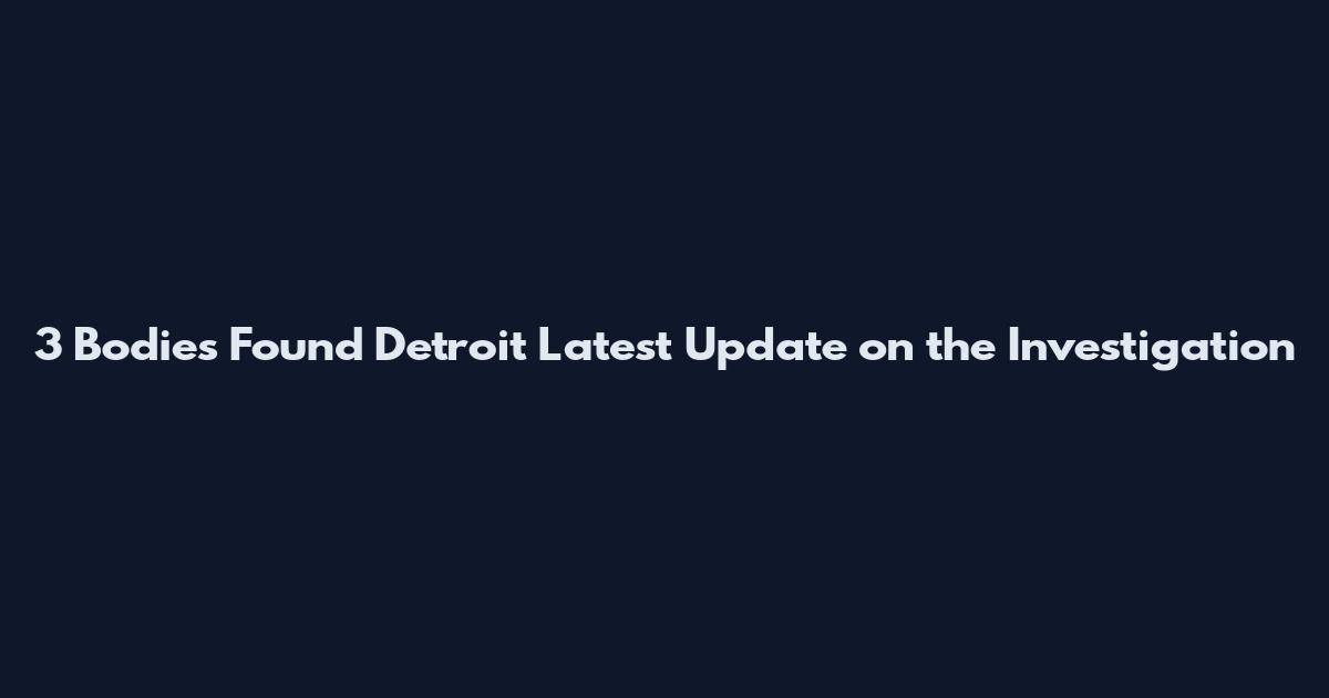 3 Bodies Found Detroit Latest Update on the Investigation