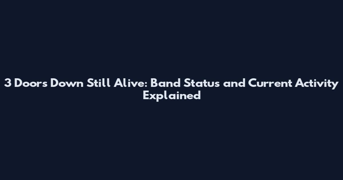 3 Doors Down Still Alive: Band Status and Current Activity Explained