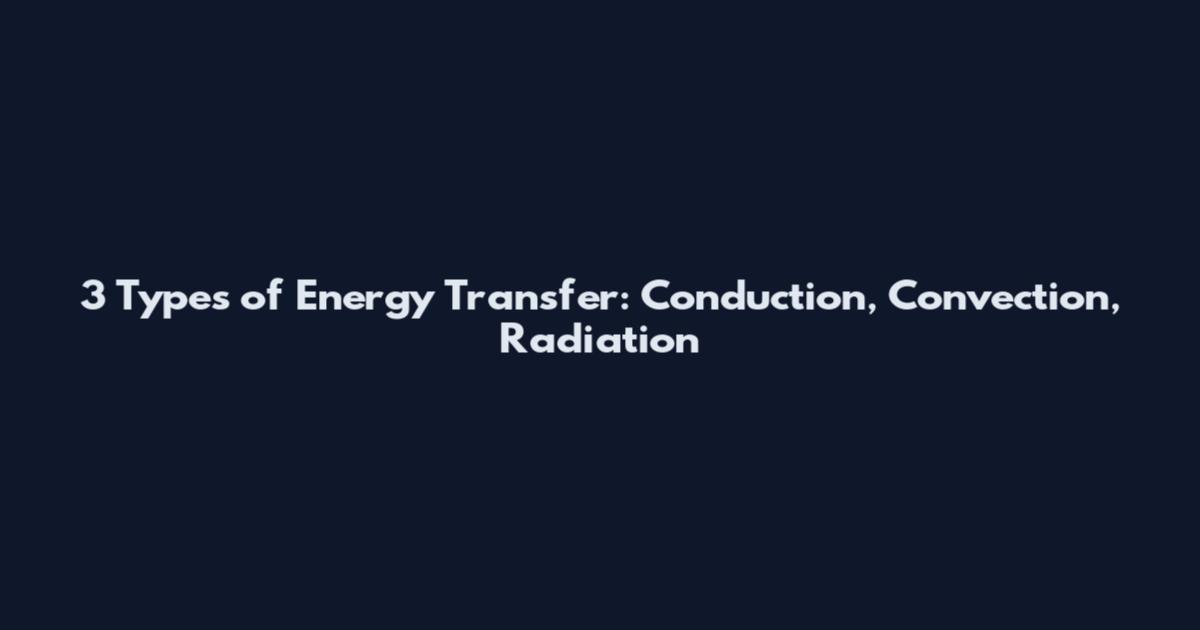 3 Types of Energy Transfer: Conduction, Convection, Radiation