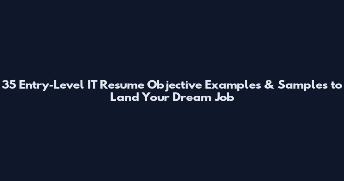 35 Entry-Level IT Resume Objective Examples & Samples to Land Your Dream Job