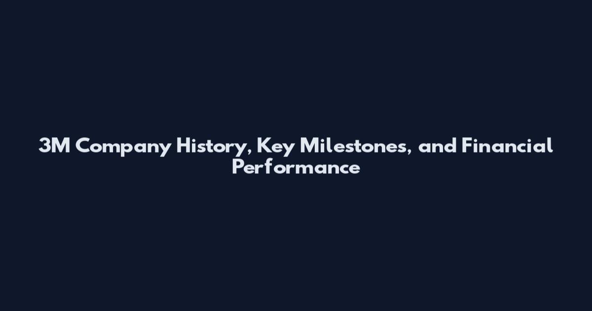 3M Company History, Key Milestones, and Financial Performance