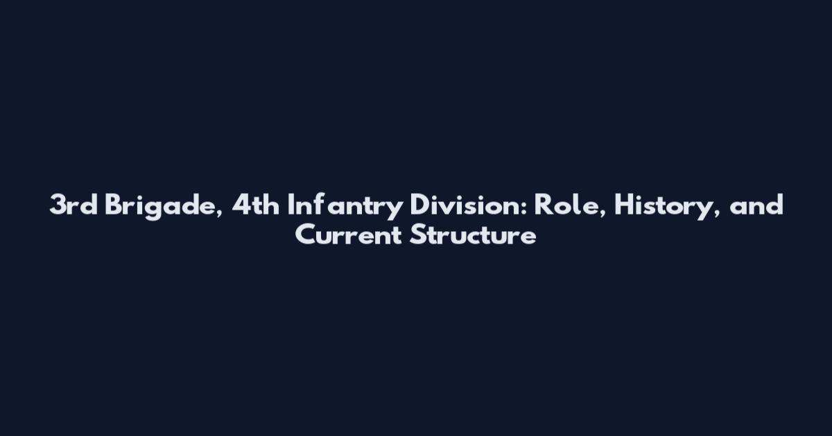 3rd Brigade, 4th Infantry Division: Role, History, and Current Structure