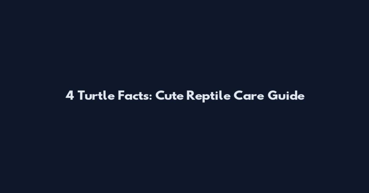 4 Turtle Facts: Cute Reptile Care Guide