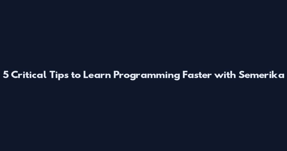 5 Critical Tips to Learn Programming Faster with Semerika