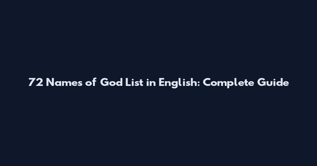 72 Names of God List in English: Complete Guide
