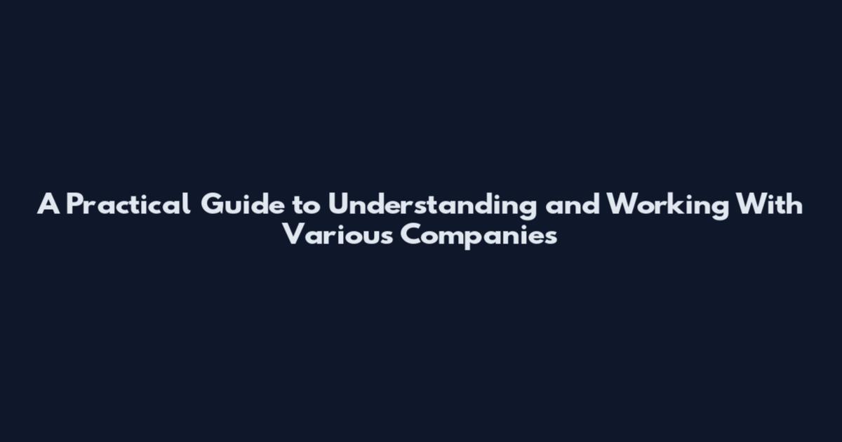 A Practical Guide to Understanding and Working With Various Companies