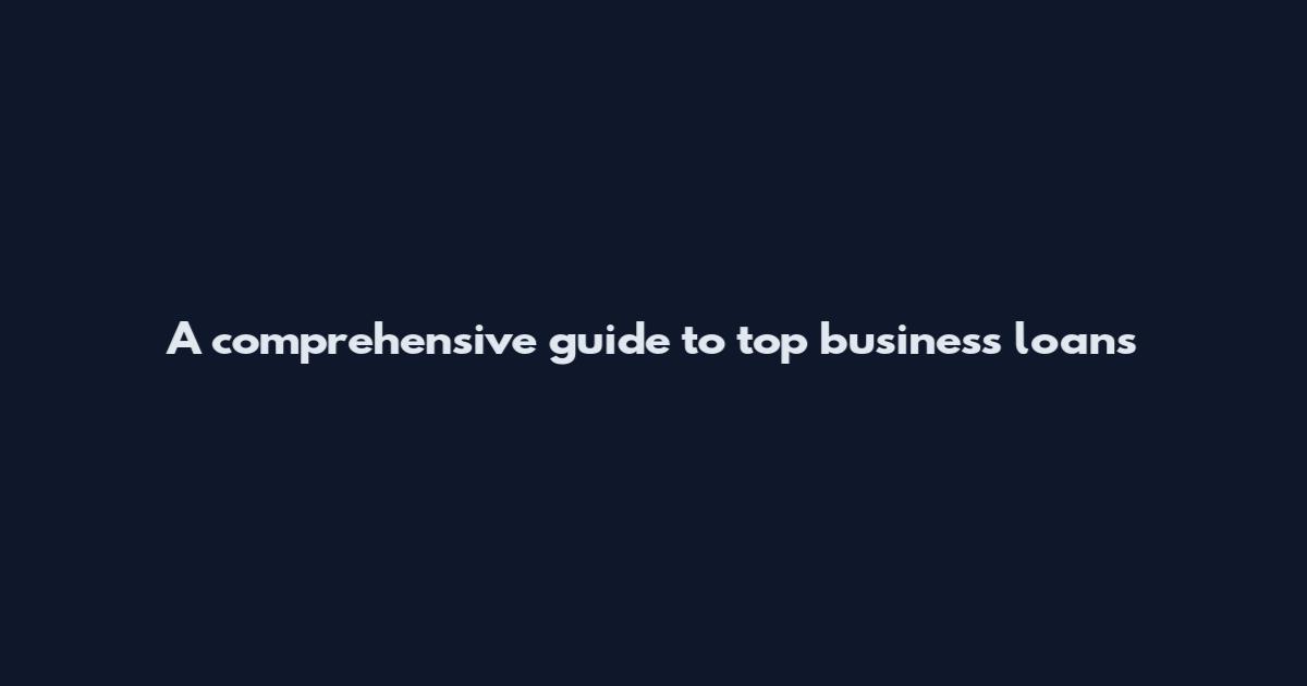 A comprehensive guide to top business loans