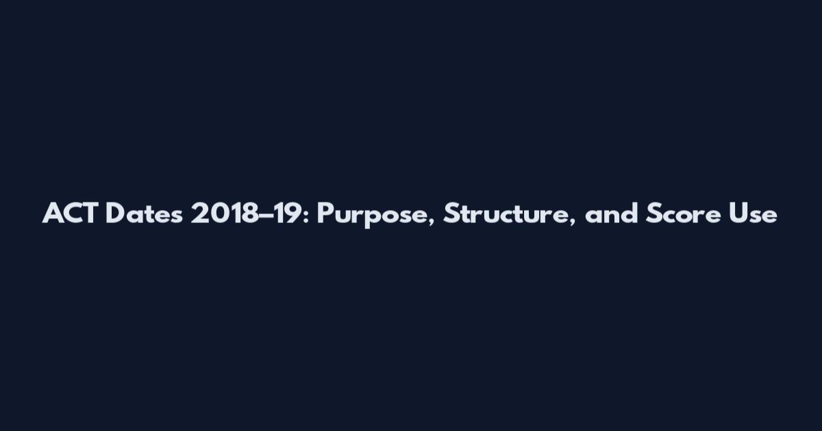 ACT Dates 2018–19: Purpose, Structure, and Score Use