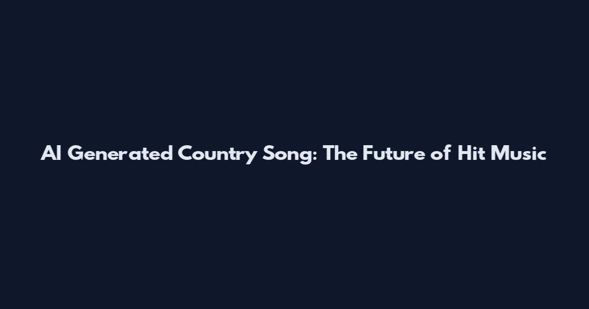 AI Generated Country Song: The Future of Hit Music