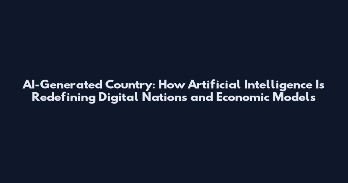 AI-Generated Country: How Artificial Intelligence Is Redefining Digital Nations and Economic Models