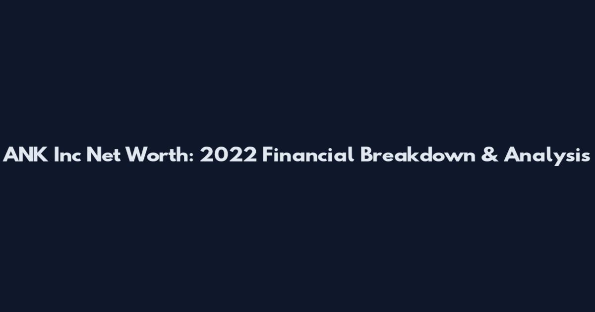 ANK Inc Net Worth: 2022 Financial Breakdown & Analysis