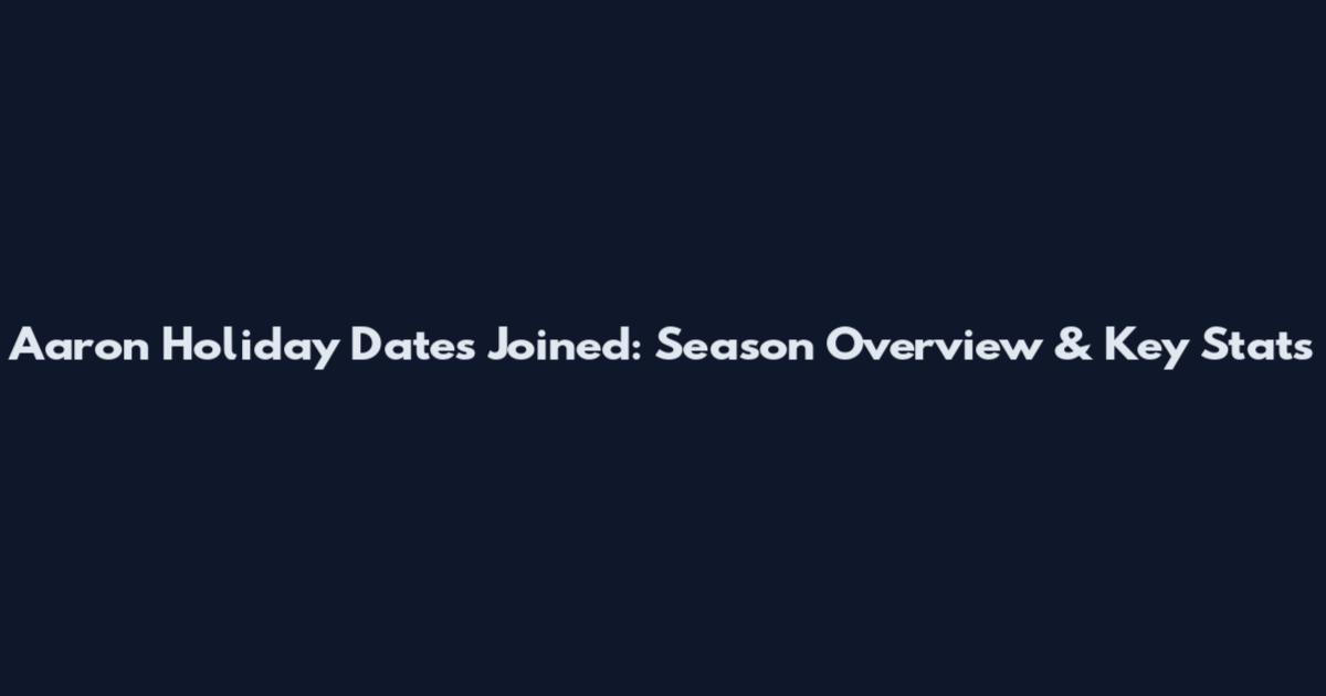 Aaron Holiday Dates Joined: Season Overview & Key Stats