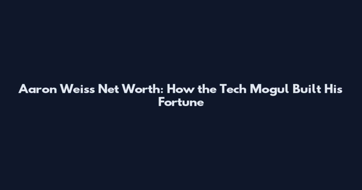 Aaron Weiss Net Worth: How the Tech Mogul Built His Fortune