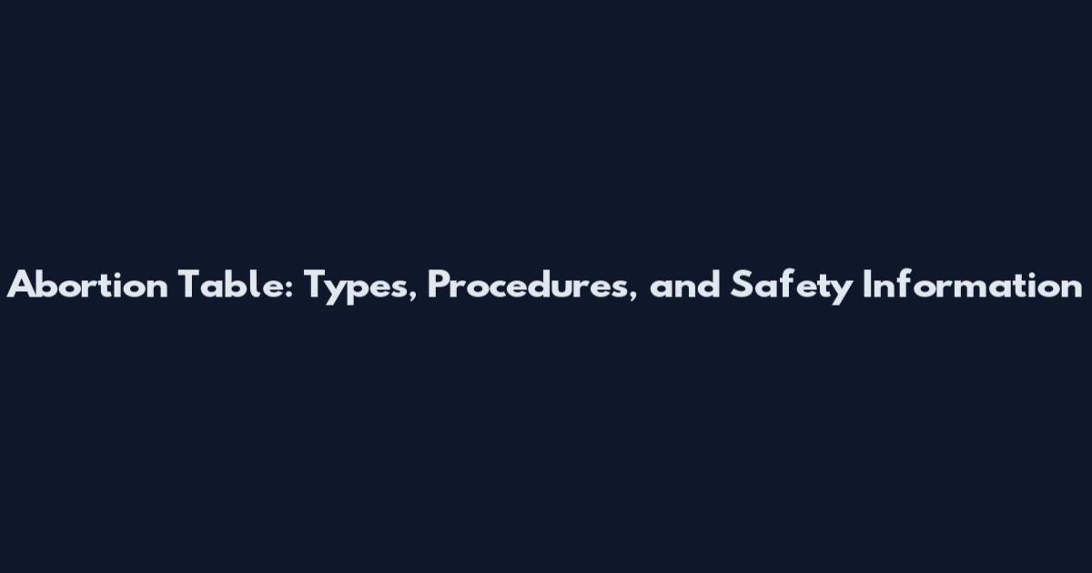 Abortion Table: Types, Procedures, and Safety Information