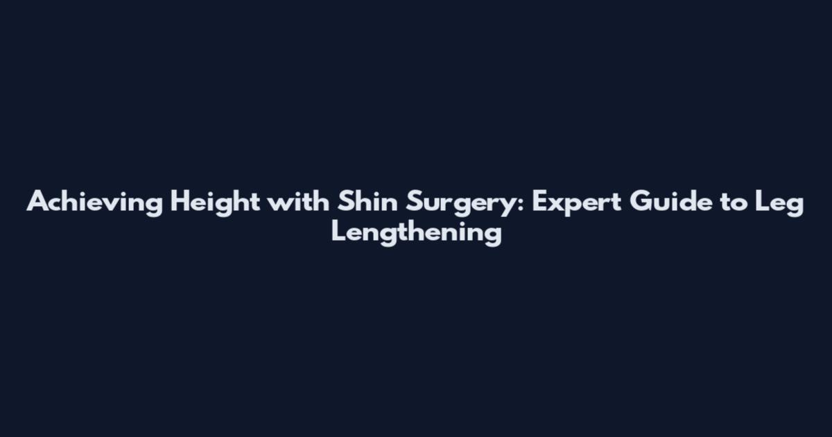 Achieving Height with Shin Surgery: Expert Guide to Leg Lengthening