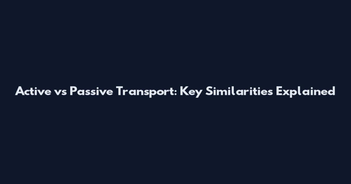 Active vs Passive Transport: Key Similarities Explained