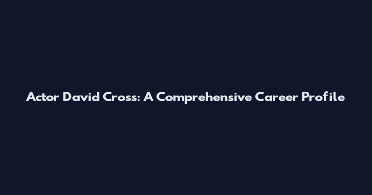 Actor David Cross: A Comprehensive Career Profile