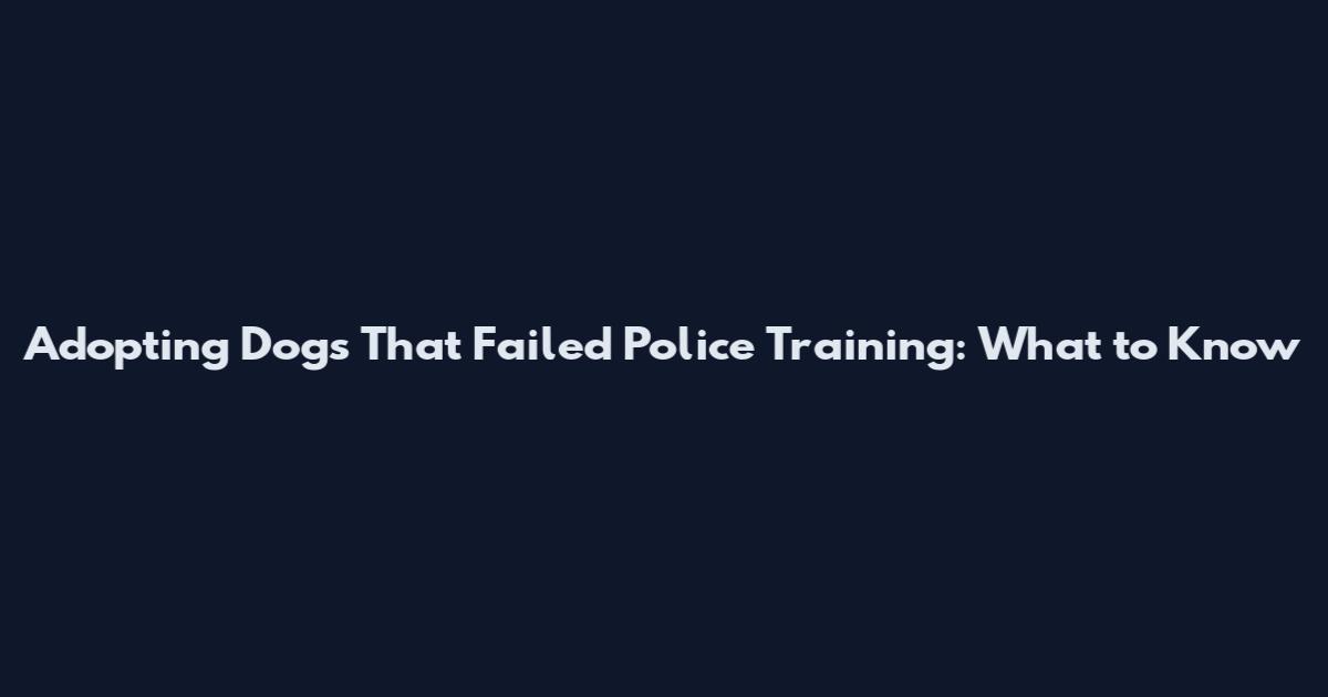 Adopting Dogs That Failed Police Training: What to Know