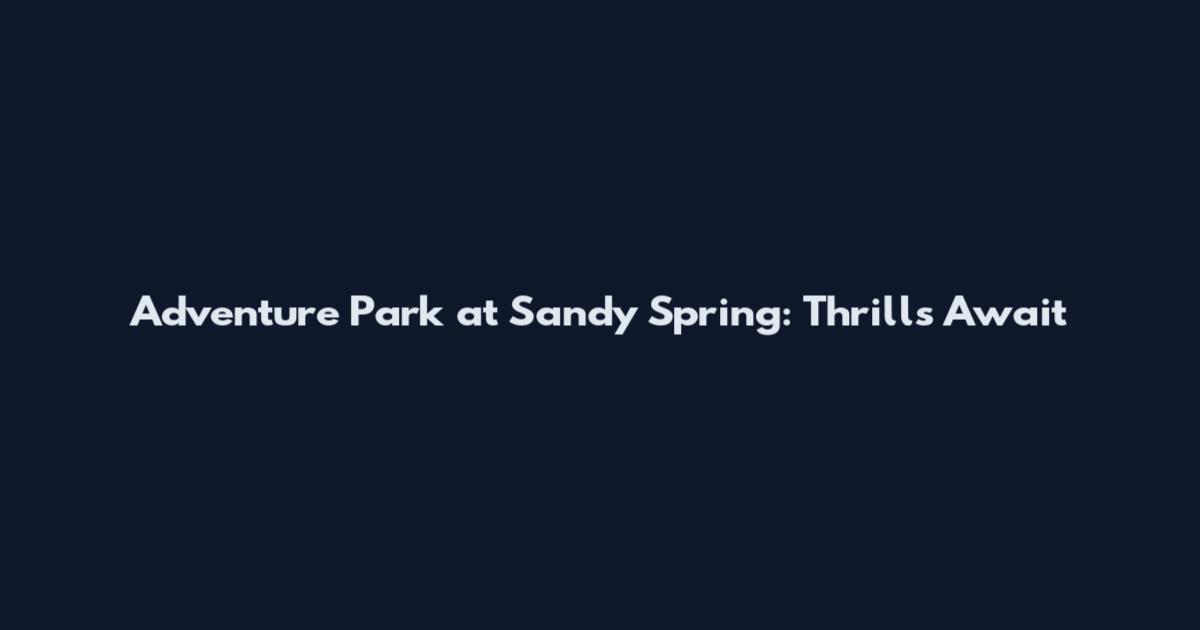 Adventure Park at Sandy Spring: Thrills Await