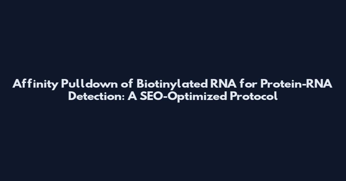Affinity Pulldown of Biotinylated RNA for Protein-RNA Detection: A SEO-Optimized Protocol
