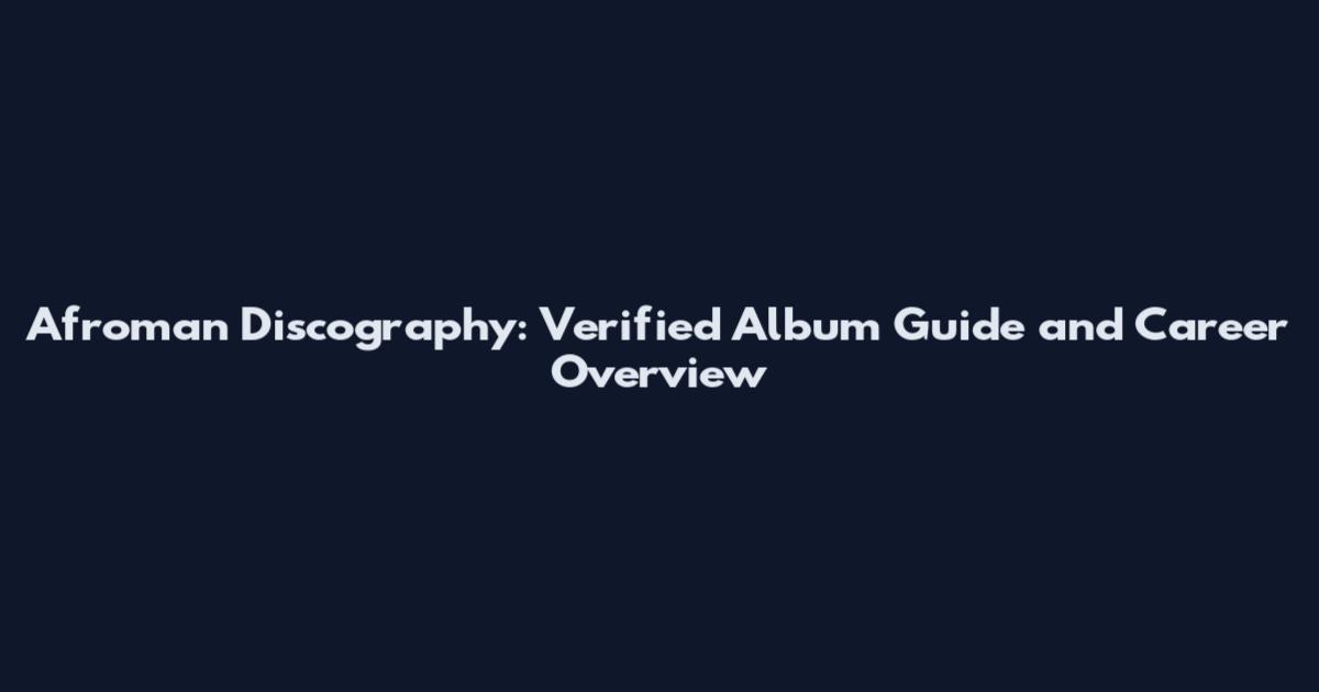 Afroman Discography: Verified Album Guide and Career Overview