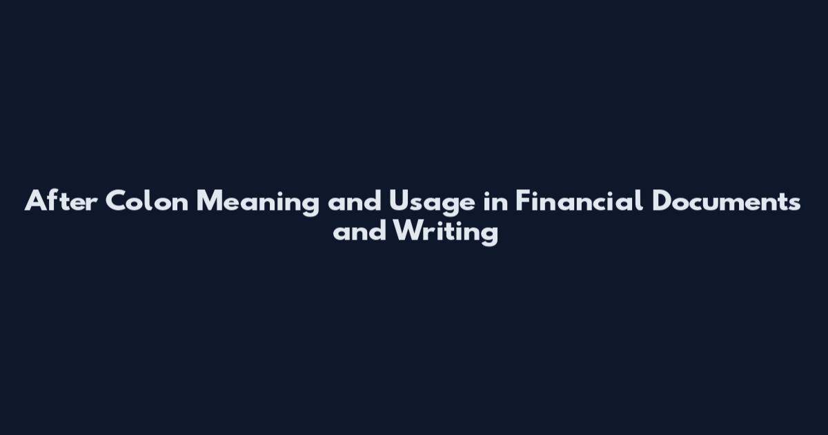 After Colon Meaning and Usage in Financial Documents and Writing
